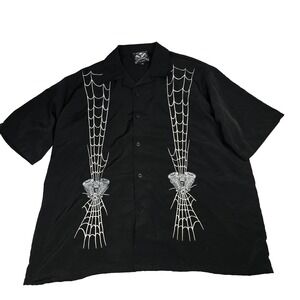 Rockhouse Roadhouse Shirt Mens XL Web Embroidered V-Twin Motorcycle Engine USA‎